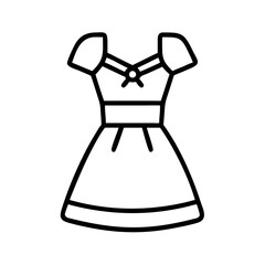 dirndl dress icon, oktoberfest line art, oktoberfest icon simple black line art icon of dirndl dress, for oktoberfest celebrations oktoberfest vector art 