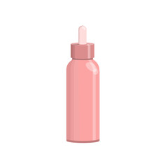 Pink bottle with a pipette for cosmetic products, isolated on a white background.Vector illustration for cosmetic,fashion designs.