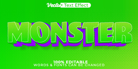 Monster Vector Text Effect Editable Alphabet Cute Alien Mutant Green