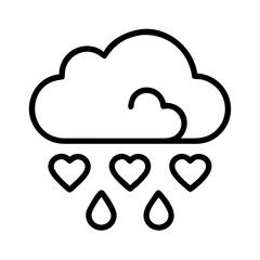 cloud with heart raindrops icon, day of peace line art, day of peace icon - simple black line art icon of cloud with heart raindrops, for day of peace celebrations. day of peace vector art.