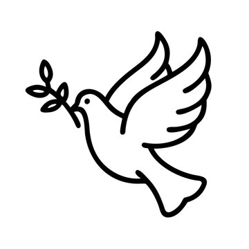 recommend clip art: dove with olive branch icon, day of peace line art, day of peace icon - simple black line art icon of dove with olive branch, for day of peace celebrations. day of peace vector art.
