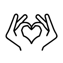 Obraz premium hands forming a heart icon, day of peace line art, day of peace icon - simple black line art icon of hands forming a heart, for day of peace celebrations. day of peace vector art.