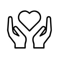 heart and hands icon, day of peace line art, day of peace icon - simple black line art icon of heart and hands, for day of peace celebrations. day of peace vector art.