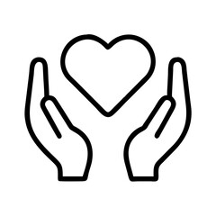 heart and hands icon, day of peace line art, day of peace icon - simple black line art icon of heart and hands, for day of peace celebrations. day of peace vector art.