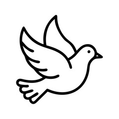 peace dove flying icon, day of peace line art, day of peace icon - simple black line art icon of peace dove flying, for day of peace celebrations. day of peace vector art.