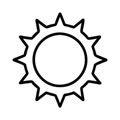 sun with rays icon, day of peace line art, day of peace icon - simple black line art icon of sun with rays, for day of peace celebrations. day of peace vector art.