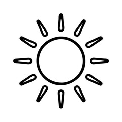 sun with rays icon, day of peace line art, day of peace icon - simple black line art icon of sun with rays, for day of peace celebrations. day of peace vector art.