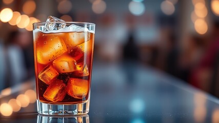 Cold Brown Drink Ice Bubbles - Isolated AI Photo