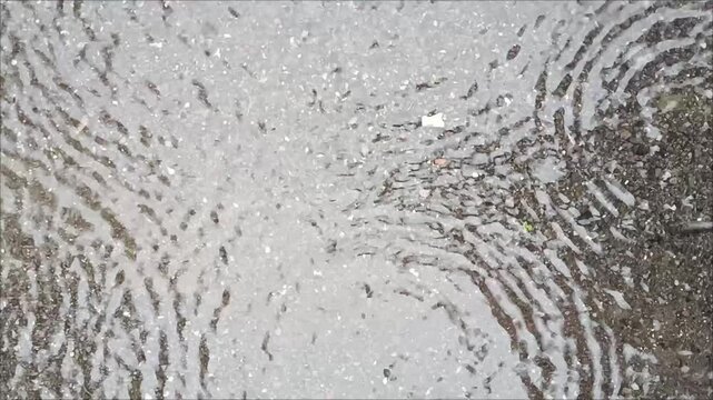 Raindrops Falling into Puddles