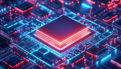 Fototapeta premium Glowing Circuitry: A Digital Heartbeat