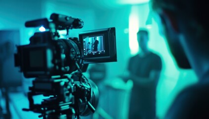 Professional Video Camera Recording in a Studio Setting