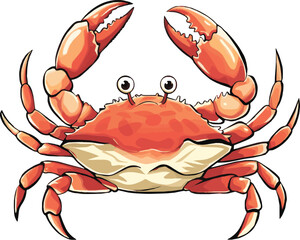 illustration of a cartoon animation of crab vector, painted in watercolor, isolated on a white background