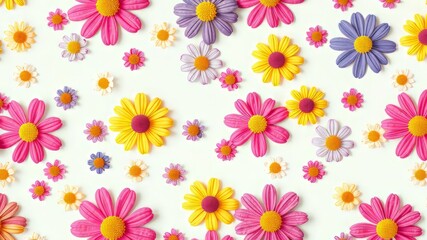 Cute Floral Seamless Pattern, Childish Ditsy Design, Daisy Wallpaper, Wrapping Paper