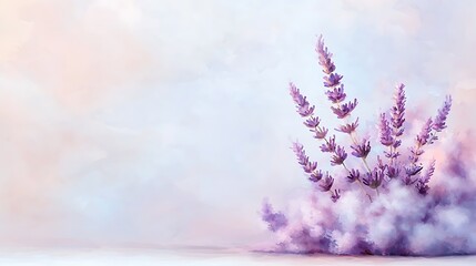 Lavender blooming scene nature digital art soft colors abstract concept