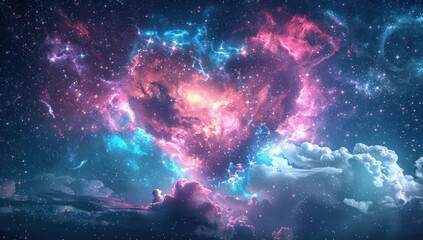 Naklejka premium Cosmic Nebula with Clouds and Stars