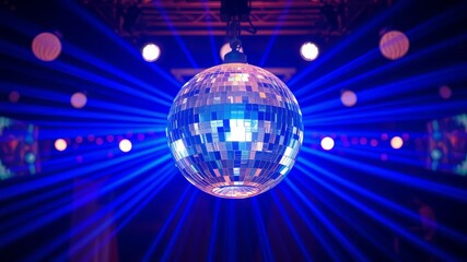 Disco Ball Blue Rays Night Party Photo -  High Resolution AI Art