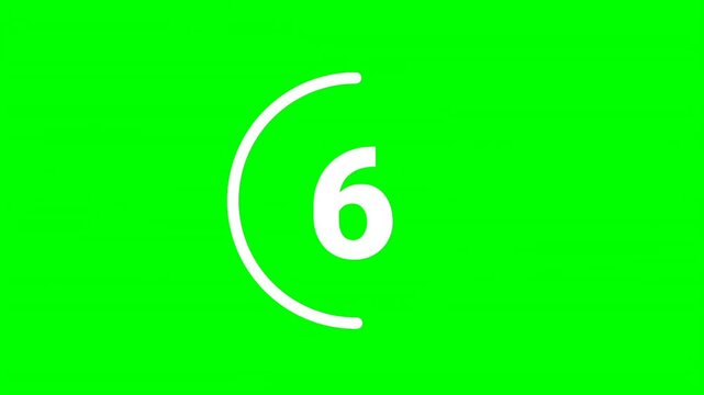 10 Second Timer stock video countdown Animation with green background. timer countdown animation green screen