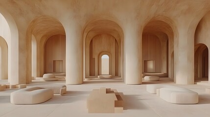 Minimalist Scandinavian Inspired Interior Photography Set with Wooden Furniture and Neutral Tones