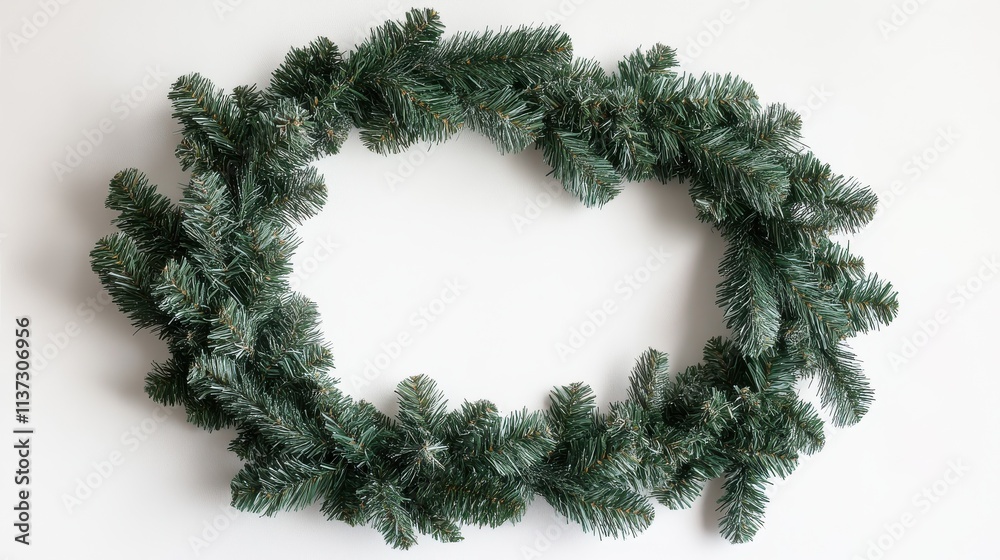 Wall mural christmas garland on a white background. with copy space image. place for adding text or design