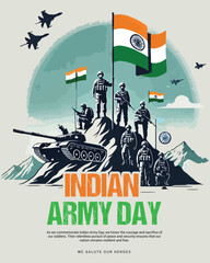 Indian Army Day Celebration with Indian soldier Social media post template banner
