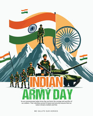 Indian Army Day Celebration with Indian soldier Social media post template banner
