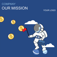 astronaut in space, business person with arrow, Vision and mission vision mission business value company values abstract background