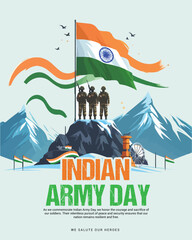 Indian Army Day Celebration with Indian soldier Social media post template banner
