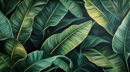 Exploring The Collective Background Of Lush, Dark Green Tropical Leaves