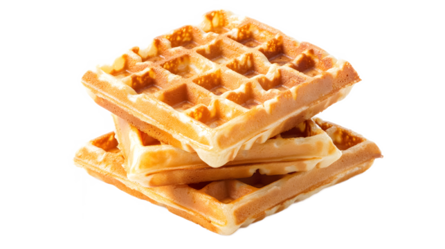 Belgian waffle on a transparent background. isolated background.