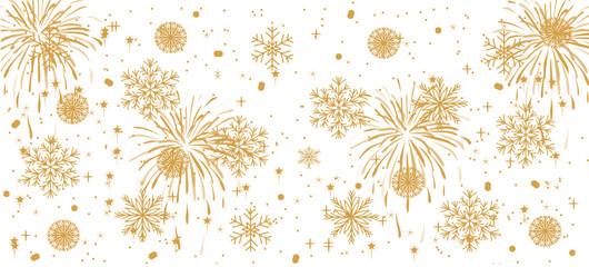 Christmas background with gold snowflakes and stars pattern
