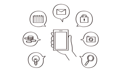 シンプルなスマホとアイコンイラストセット