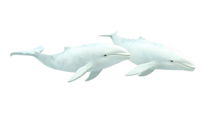 Beluga whales on a transparent background. isolated background.
