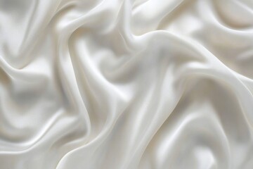 Obraz premium Soft and Luxurious Close-up of White Satin Fabric with Elegant Texture and Subtle Sheen, Creating Flowing Movement