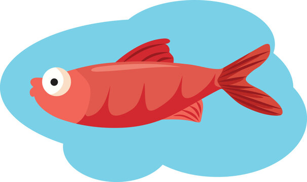Red Herring Vector Cartoon Concept Mascot Design. Conceptual image for an argument distraction and fallacy 
