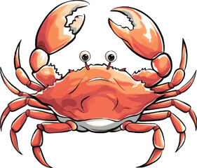 illustration of a cartoon animation of crab vector, painted in watercolor, isolated on a white background