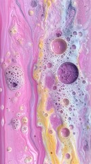 Obraz premium Pink and Purple Soap Bubbles Floating in Water Background, Phone Wallpaper