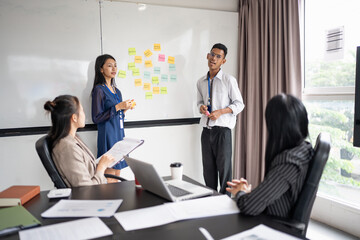 Business asian People Meeting Design Ideas collaboration Professional team brainstorming  for project  working together colleagues investor Group asian employees talking in boardroom