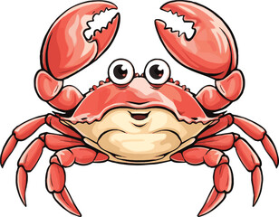 illustration of a cartoon animation of crab vector, painted in watercolor, isolated on a white background