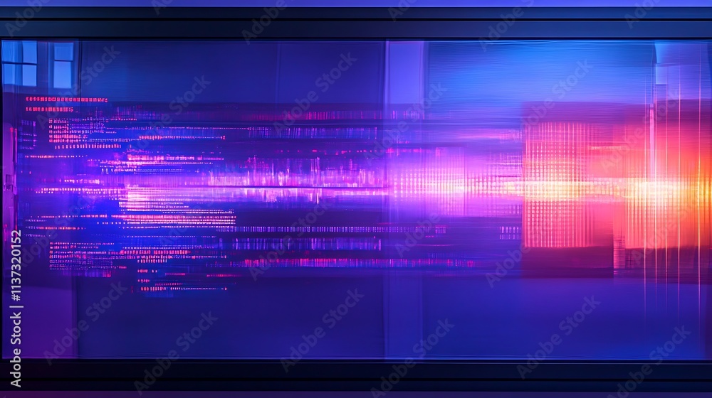 Poster abstract digital background with colorful light trails and data visualization in modern technology c