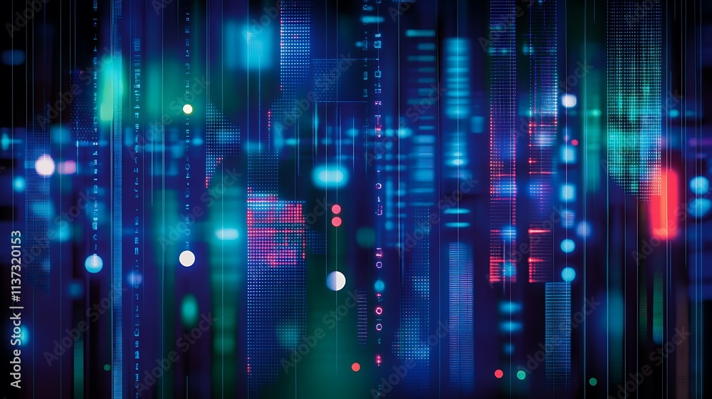 Poster abstract digital background with colorful lights and dynamic patterns for technology and design proj