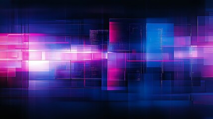 Abstract digital composition with vibrant hues, geometric shapes, light patterns, and depth in modern design