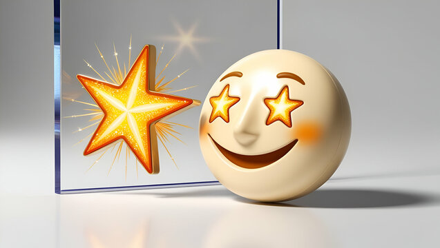 Title: Phoenix - A Brightly Shining Starstruck Emoji Stands Alight

