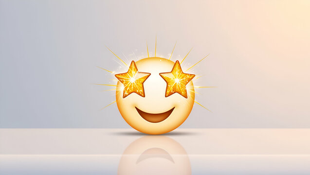 Title: Phoenix - A Brightly Shining Starstruck Emoji Stands Alight

