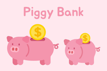pink piggy bank saving money dollar coin banking fund investing