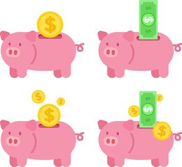 pink piggy bank saving money dollar coin banking fund investing