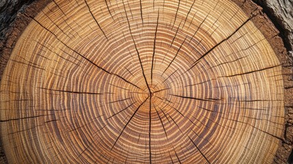 Fototapeta premium Natural Tree Stump Close-Up Showing Detailed Growth Rings and Texture