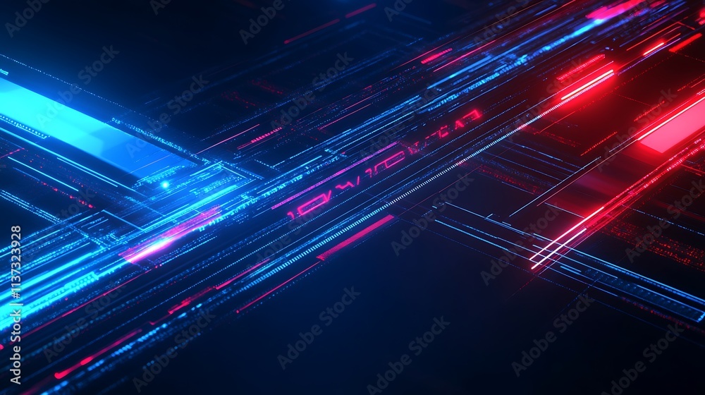 Aufkleber Abstract futuristic digital background with glowing lines and bright colors representing technology and innovation