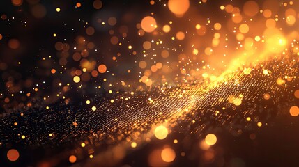 Obraz premium This abstract digital background features glowing binary code and bright particles, creating a sense of depth and motion ideal for technology-themed designs and projects.