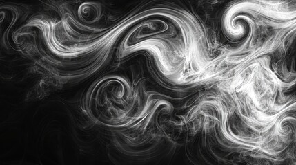 Fototapeta premium A captivating abstract image featuring gray smoke swirls on a black background, ideal for artistic projects, creative concepts, and dramatic visual effects. Perfect for d