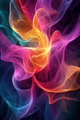 Colorful abstract swirls of light and smoke creating a vibrant composition.